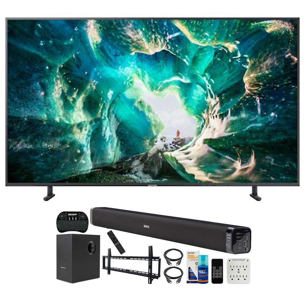 SAMSUNG UN65RU8000 65-inch RU8000 LED Smart 4K UHD TV Bundle with Deco Gear Soundbar with Subwoofer, Wall Mount Kit, Deco Gear Wireless Keyboard, Cleaning Kit and 6-Outlet Surge Adapter