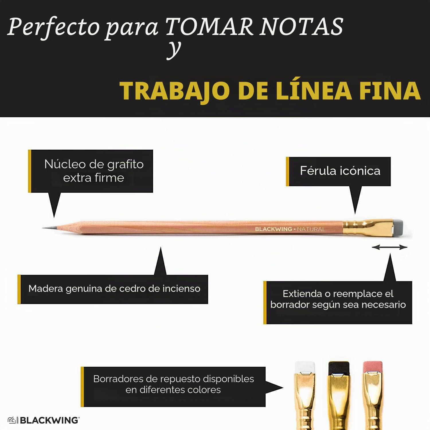 Blackwing Bleistift Naturals | Set mit 12 Bleistiften in schöner Box extra harte Mine
