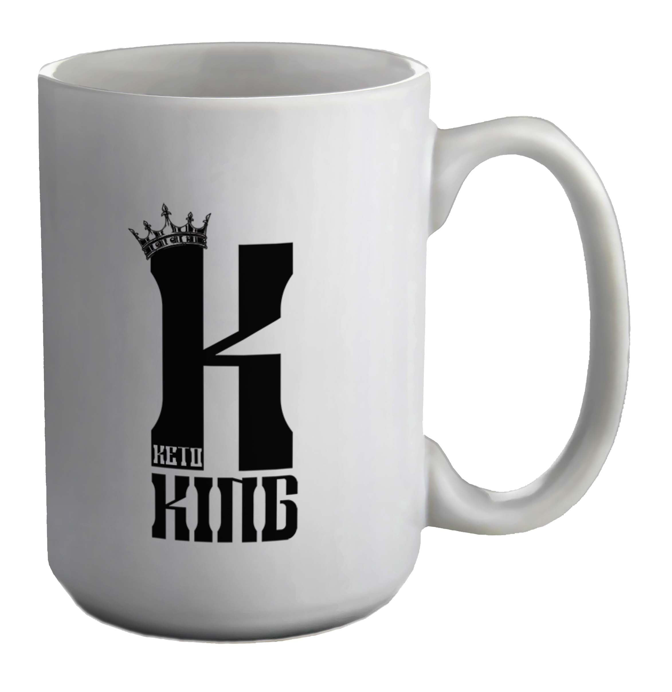 Shopagift Keto King Mug Diet Ketosis Fat Loss White 15oz Large Ceramic Cup