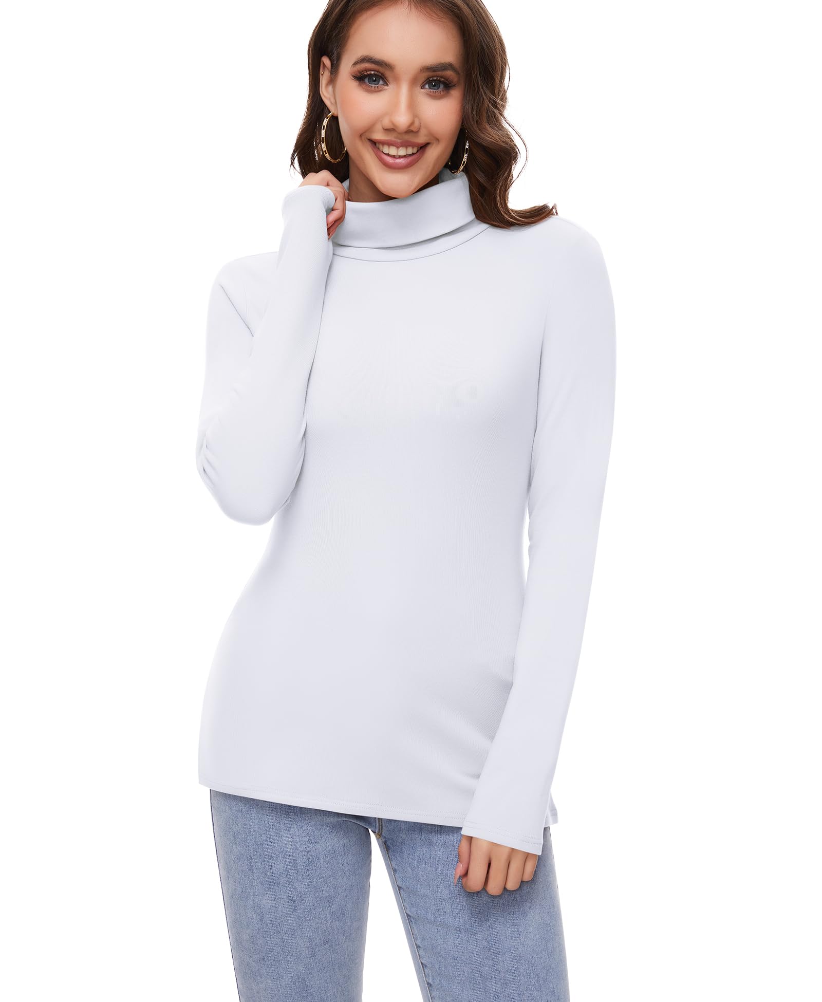 Thermo Oberteil Damen Thermounterwäsche Rollkragenshirt Innenfleece Thermo Unterhemd Rollkragen Langarmshirt Rollkragenpullover Stehkragen Shirt