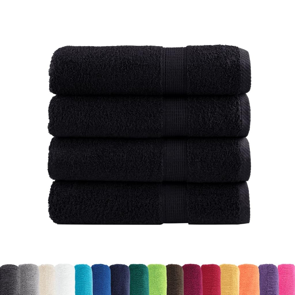 vidaXL Premium Badetücher SOLUND 4 STK. Schwarz 100x150 cm 600 g/m²