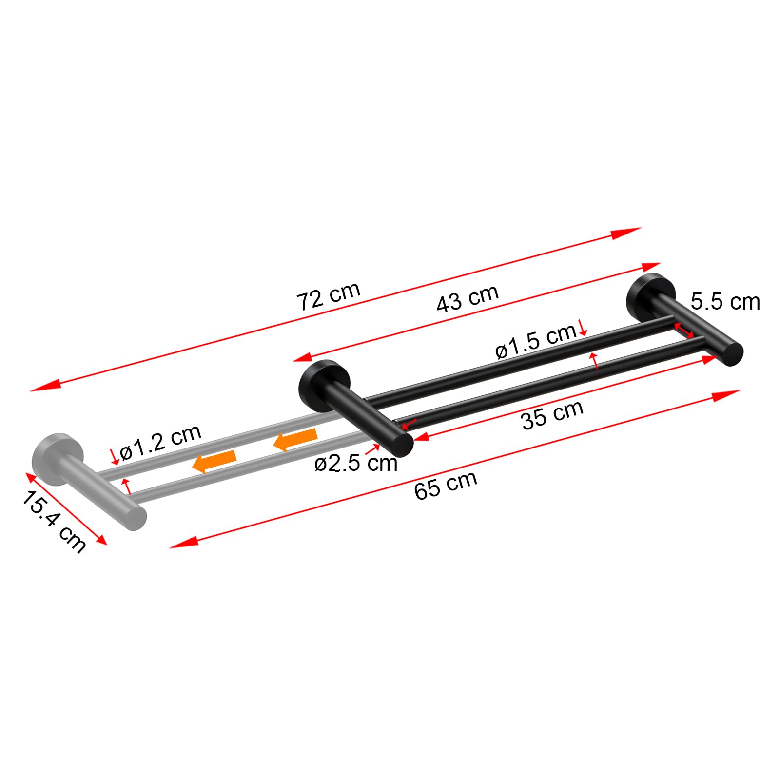 FROZEB Telestowel Rek Roestvrijstalen Metalen Handdoekstang Wandgemonteerde Handdoekhouder Opvouwbare Duurzame Handdoekplank Opslagrail Voor Badkamer Keuken 40cm