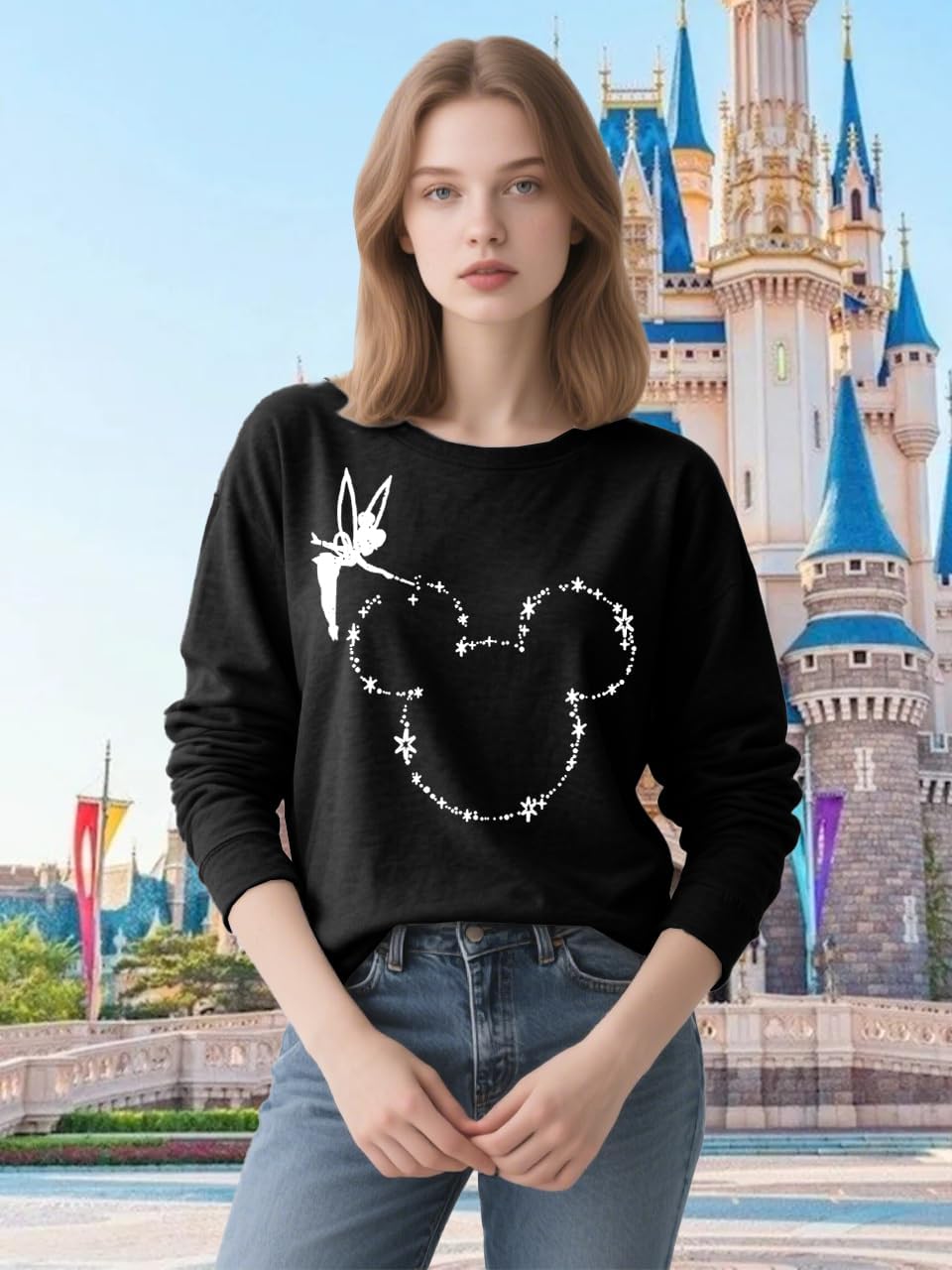 Magic Kingdom Castle Shirt Casual Vacation Holiday Long Sleeve Shirts for Women Fairy Cute Tops - Image 3