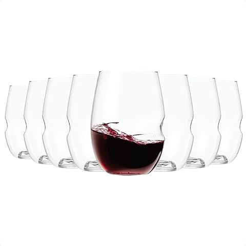 Unbreakable Stemless Wine Glass – Set of 8, 16oz, Dishwasher Safe, BPA-free Tritan, Clear Stemless Red Wine Glasses, Shatterproof for Indoor, Outdoor, Everyday Use. Reusable, Made in the USA