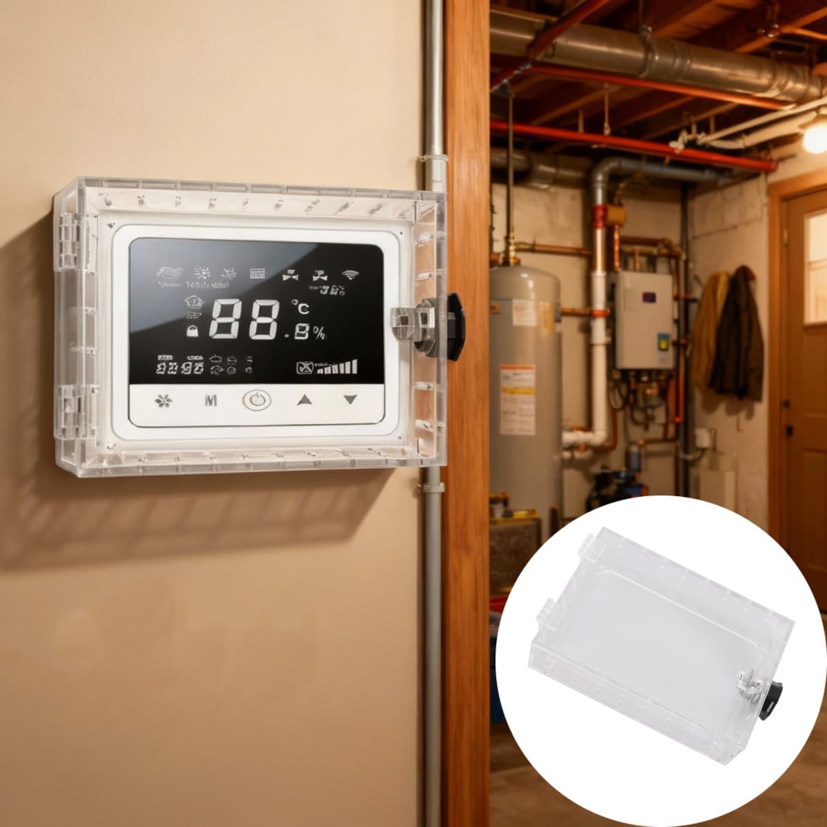 Alide Cubierta De Termostato Con Cerradura, Caja De Protección De Acrílico Para Montaje En Pared, Cubierta Protectora De Termostato, Caja Antipolvo Con Tornillos Y Pernos