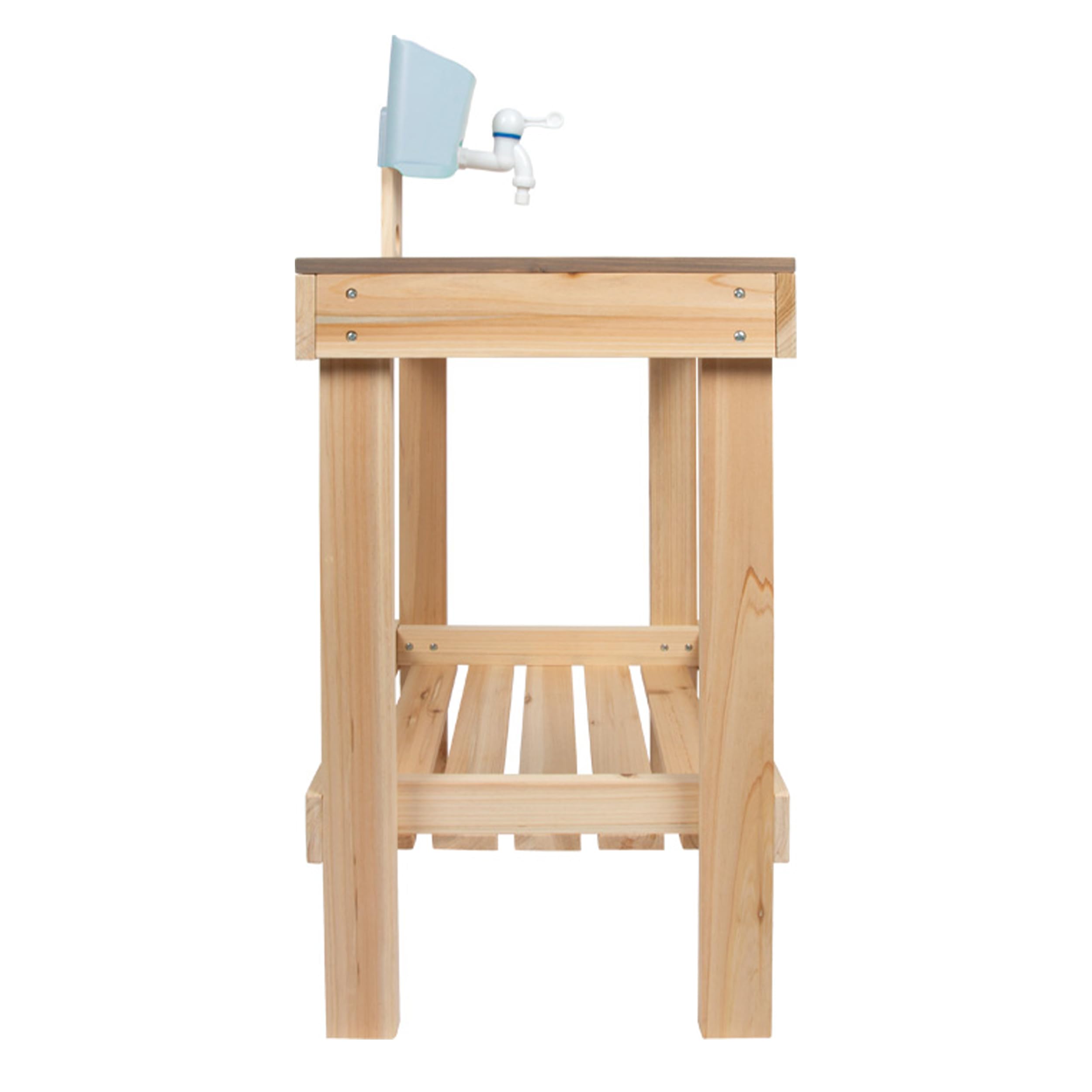 small foot Juego de cocina de barro para niños con juego de agua y juego de jardín, color verde | Cocina de juguete para exteriores con dispensador de agua, herramientas de jardín, placa de cocina y delantal