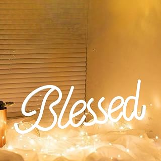 Blessed Neon Sign, Wedding Neon Sign, Aesthetic Neon Wall Hanging, Housewarming Gift, Blessed Neon Wall Art for Bedroom, 40x17x1 cm / 15.8 x7x 0.39in, Glass, Classic Style, Wall Mount