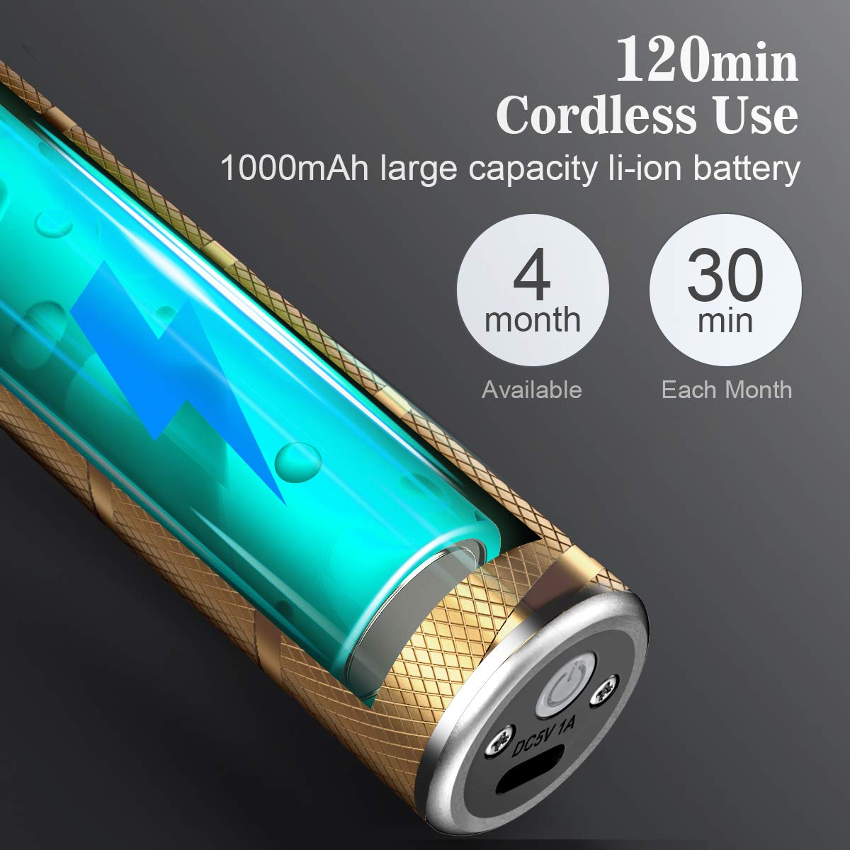 TKTK Hair Trimmer, TKTK Pro Hair s, T-Blade Outliner Hair Trimmer Low Noise s for Men Rechargeable Electric Hair Cutting Set with 3 Combs for Professional Barbershop Use (Golden) 2