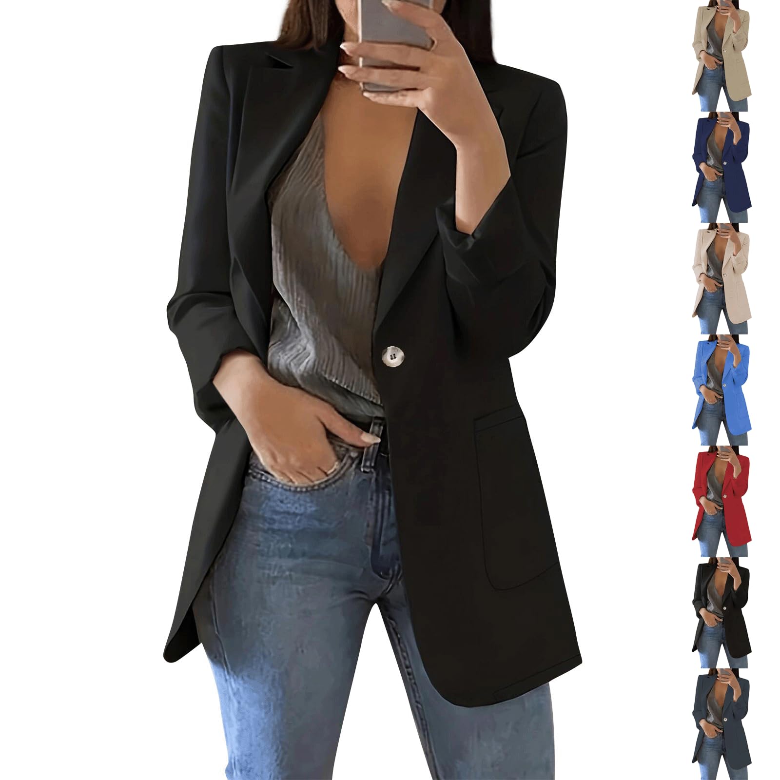 Blazers for Women Business Casual Lightweight Blazer Jackets Long Sleeve Open Front Cardigan Elegant Office Suit