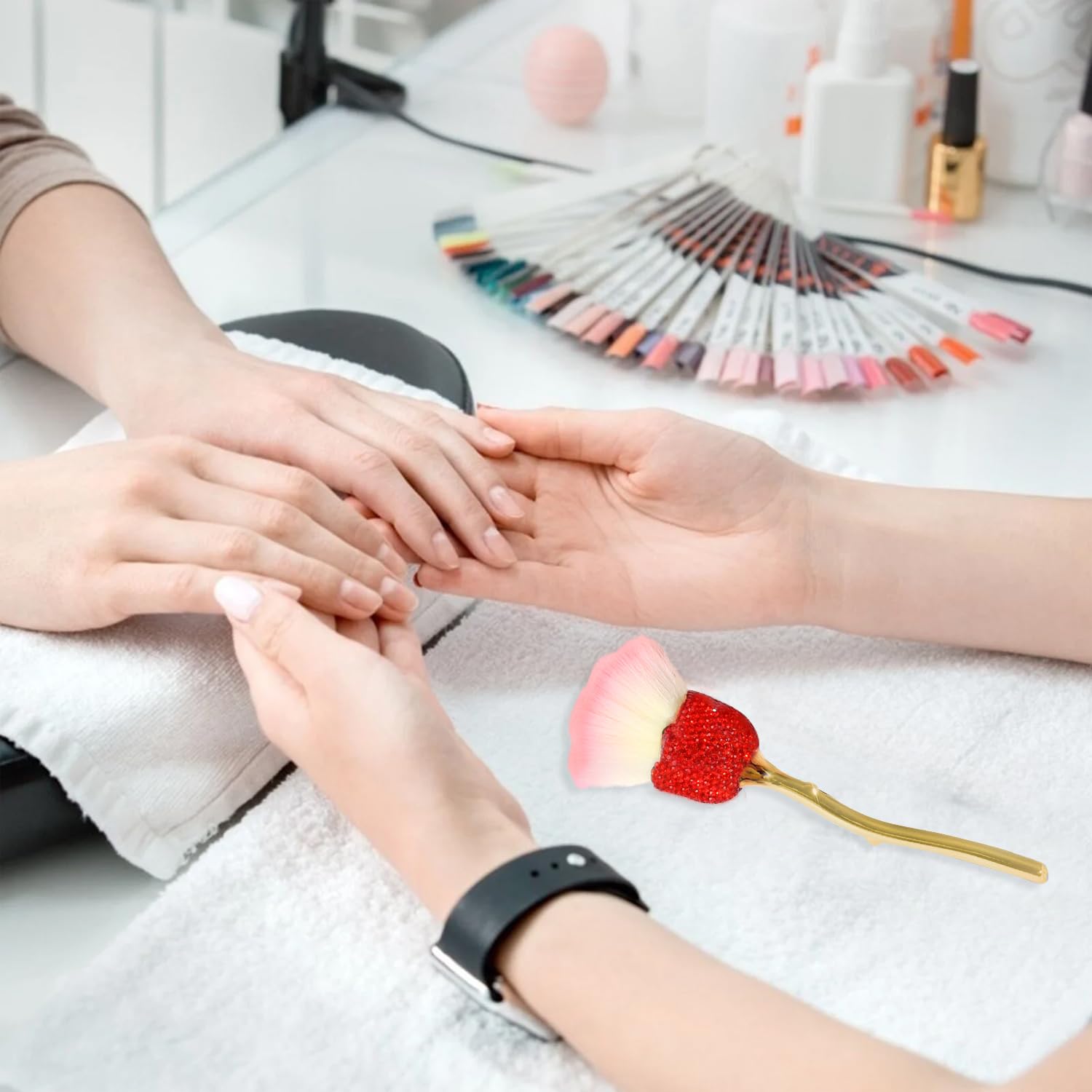 1 Piece Yellow White Pink Rose Flower Makeup Brushes Inlay Red Rhinestones Flower Blush Brush Super Large Face Powder Makeup Brushes Kabuki Brush for Powder Cosmetic Dust Brush