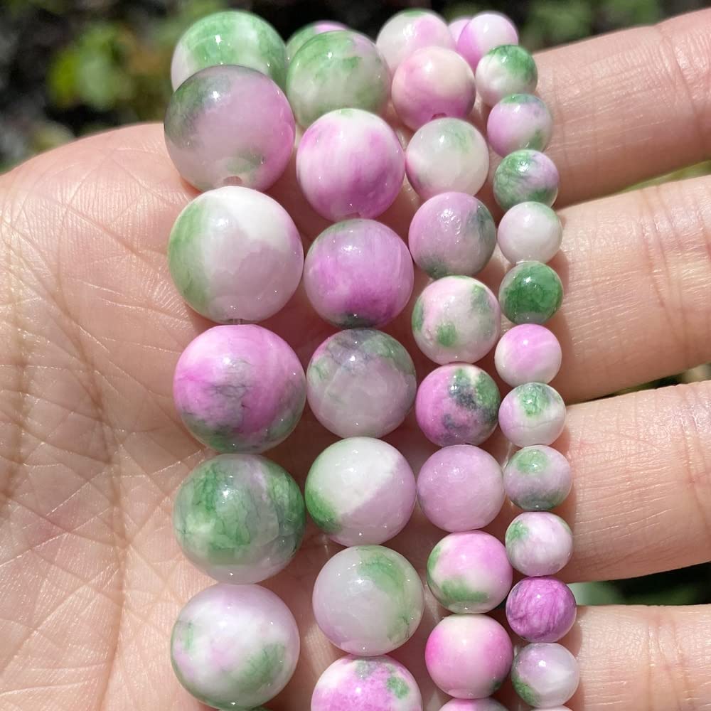 Amazon.co.jp: ピンクの緑のペルシャの翡翠自然な石のビーズの緩い