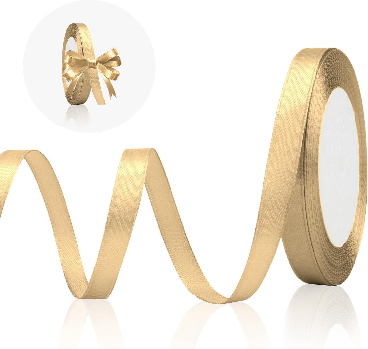 2 Volumes Fashionable Gold Satin Ribbon - Beautiful Gold Glitter Ribbon for Weddings, Crafts, and DIY Projects - Practical Gold Ribbon for Decorating (Gold)