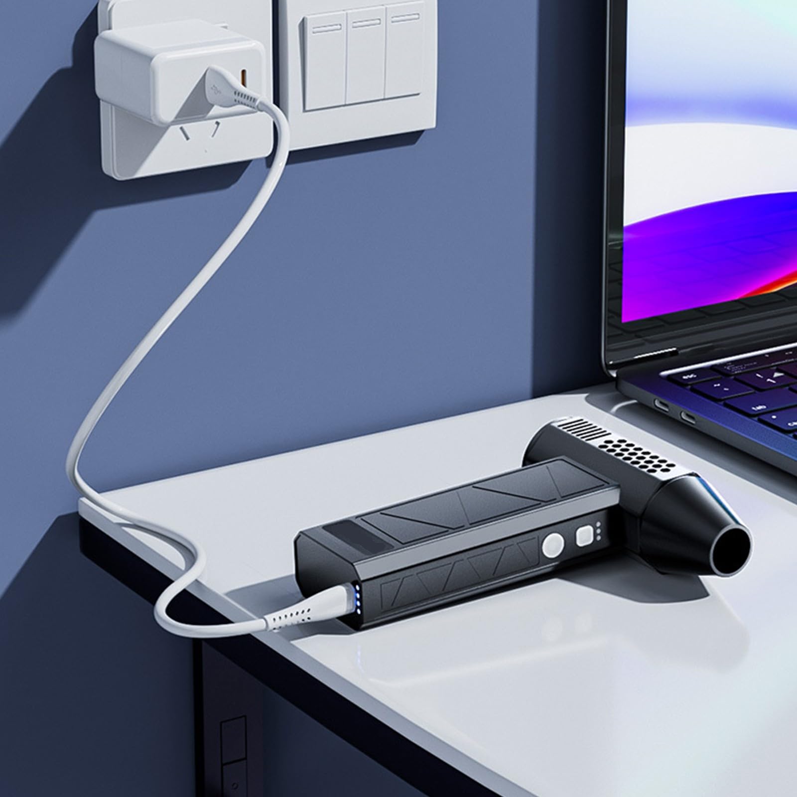 Spolverino portatile senza fili con 3 modalità di velocità 130000 giri/min ad alta potenza per la pulizia del computer degli interni dell'auto e dell'elettronica Manutenzione ABS Caso del computer