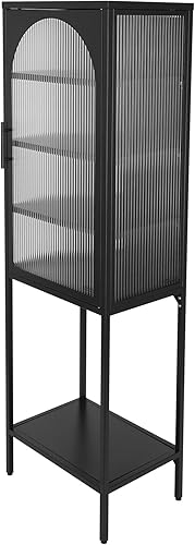 GIA Home Furniture Series - Aparador moderno de vidrio de 2 puertas con armario de almacenamiento de dos niveles para entrada, sala de estar y