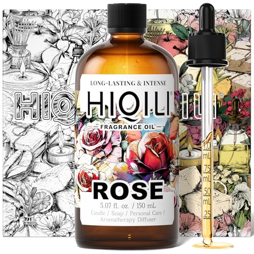Image of HIQILI Rose Fragrance Oil for Perfume Making, DIY Skin Product - 5.07 Fl Oz | Long-Lasting Scent, Suitable for Candle, Soap Making, Essential Oil for Diffuser, Aromatherapy, Add to Home Cleaning Spray