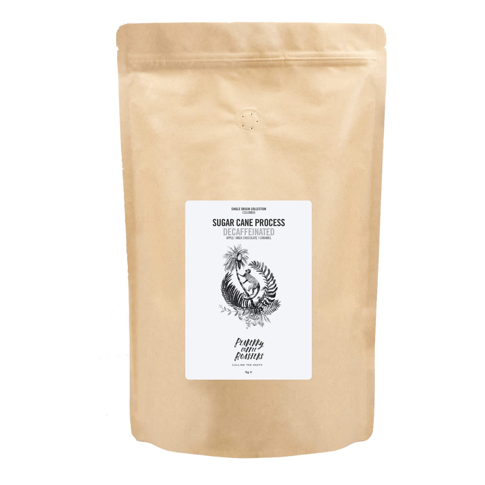 Peaberry Coffee Roasters Colombia Sugar Cane Process Decaffeinated Coffee - Hand Roasted, Naturally Decaffeinated Coffee - Free From Chemicals - Single Origin Estate, Direct from Farmer - Whole, 1KG