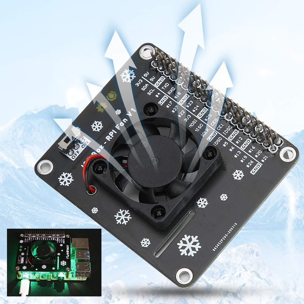 Ventola RPI per scheda di espansione 4B/3B /3B/3A GPIO, efficace dissipazione del calore, raffreddamento attivo, interruttori, ventole del