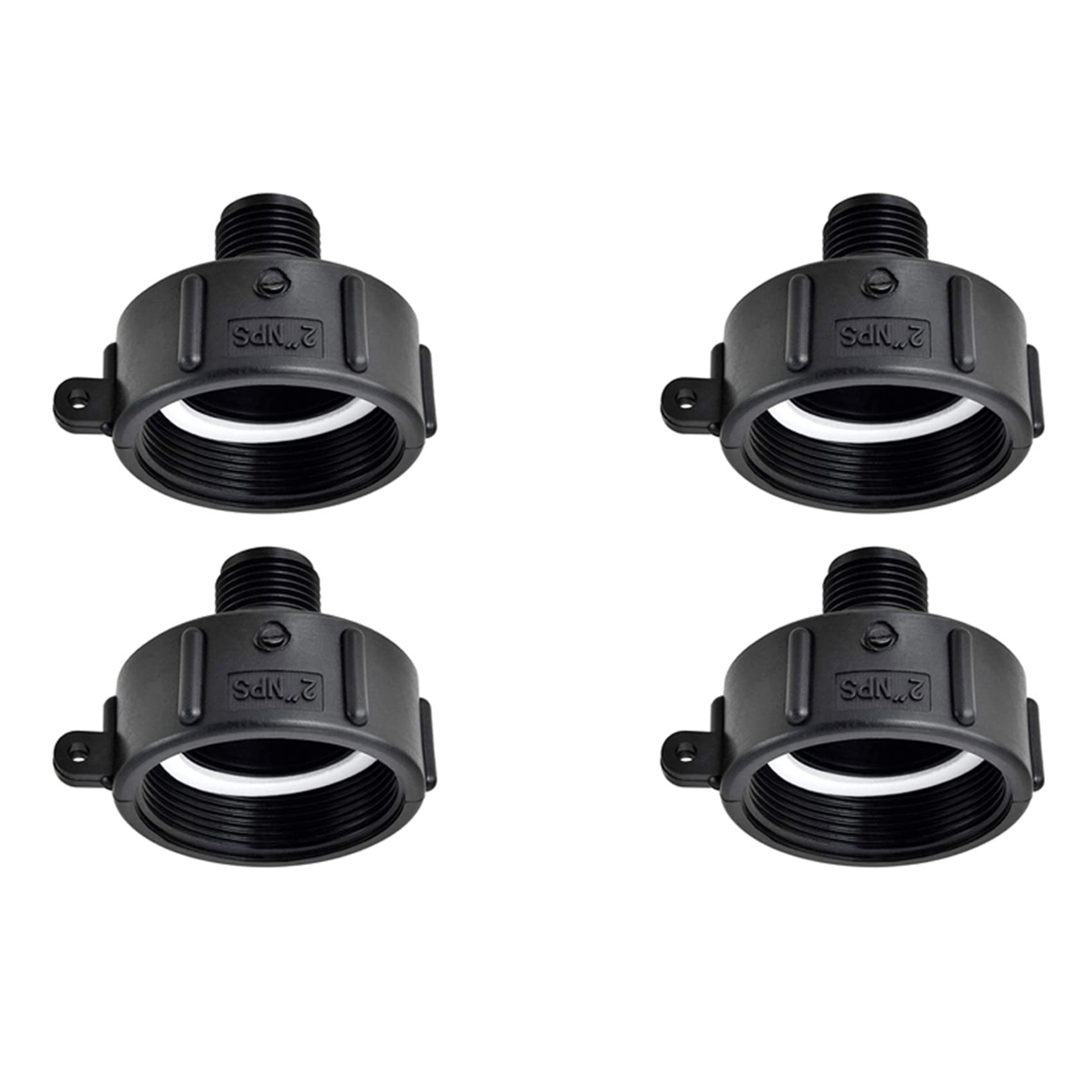Jnchdghwa Black 4Pcs Ibc Tote Adapter 275 330 Ibc Adapter Fine Thread 2Inch Water Tank Garden Hose Adapter Connector