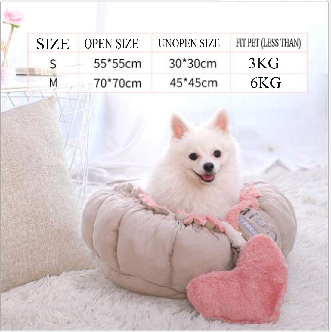 Hundebett und Hundematte für Kleine Hunde und Katzen Rosa Runden PTW05