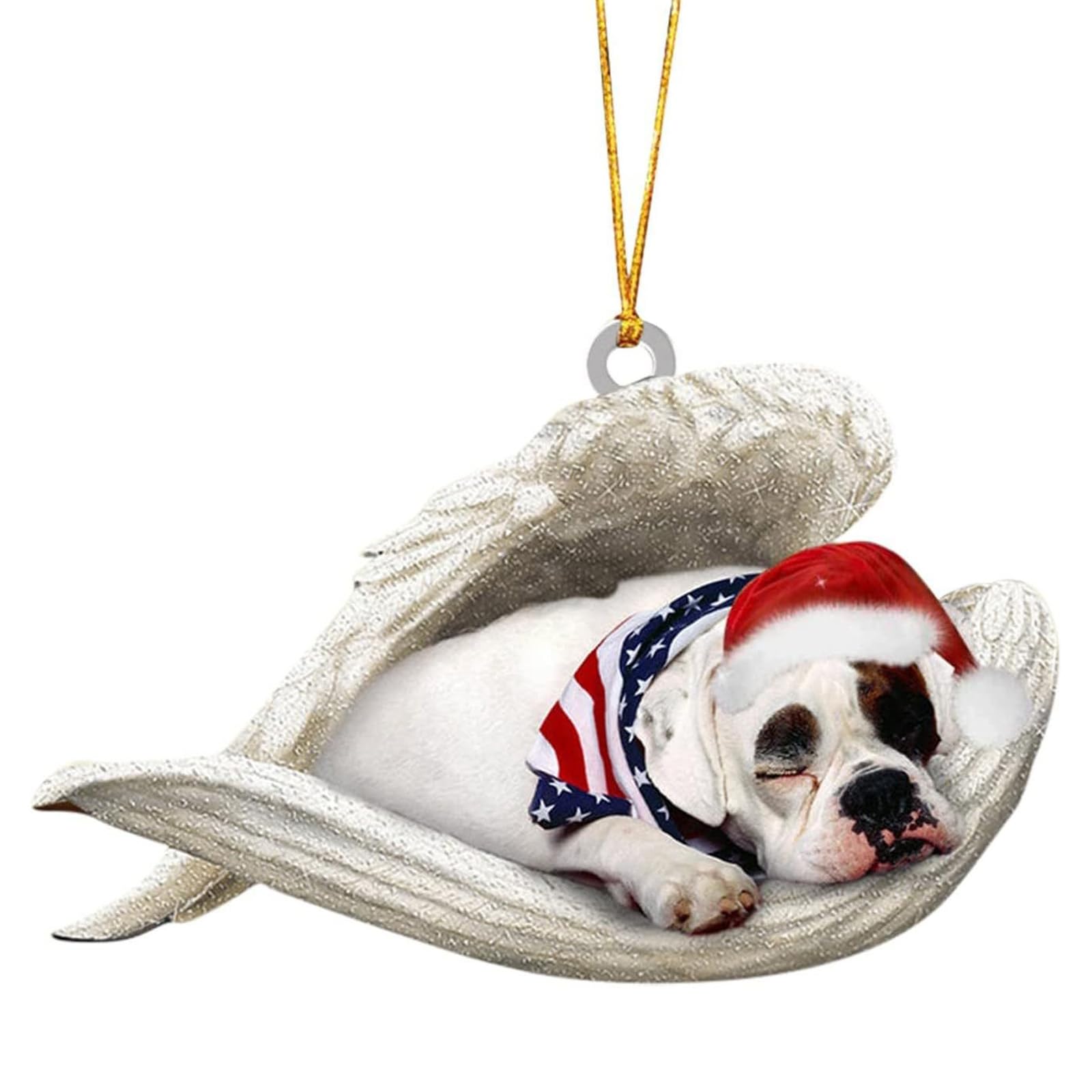 KAQNTUD Car Interior Decoration Shatterproof Acrylic Angel Dog Hanging Ornament for Christmas Tree Wreath Vehicle Interior Shatterproof Christmas Hanging Ornament