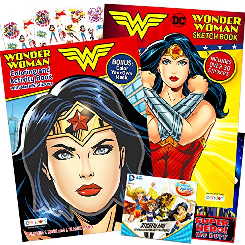 DC Shop Wonder Woman Coloring and Activity Super Set ~ 2 Wonder Woman Books with Super Hero Girls Stickers (Wonder Woman Party Pack)