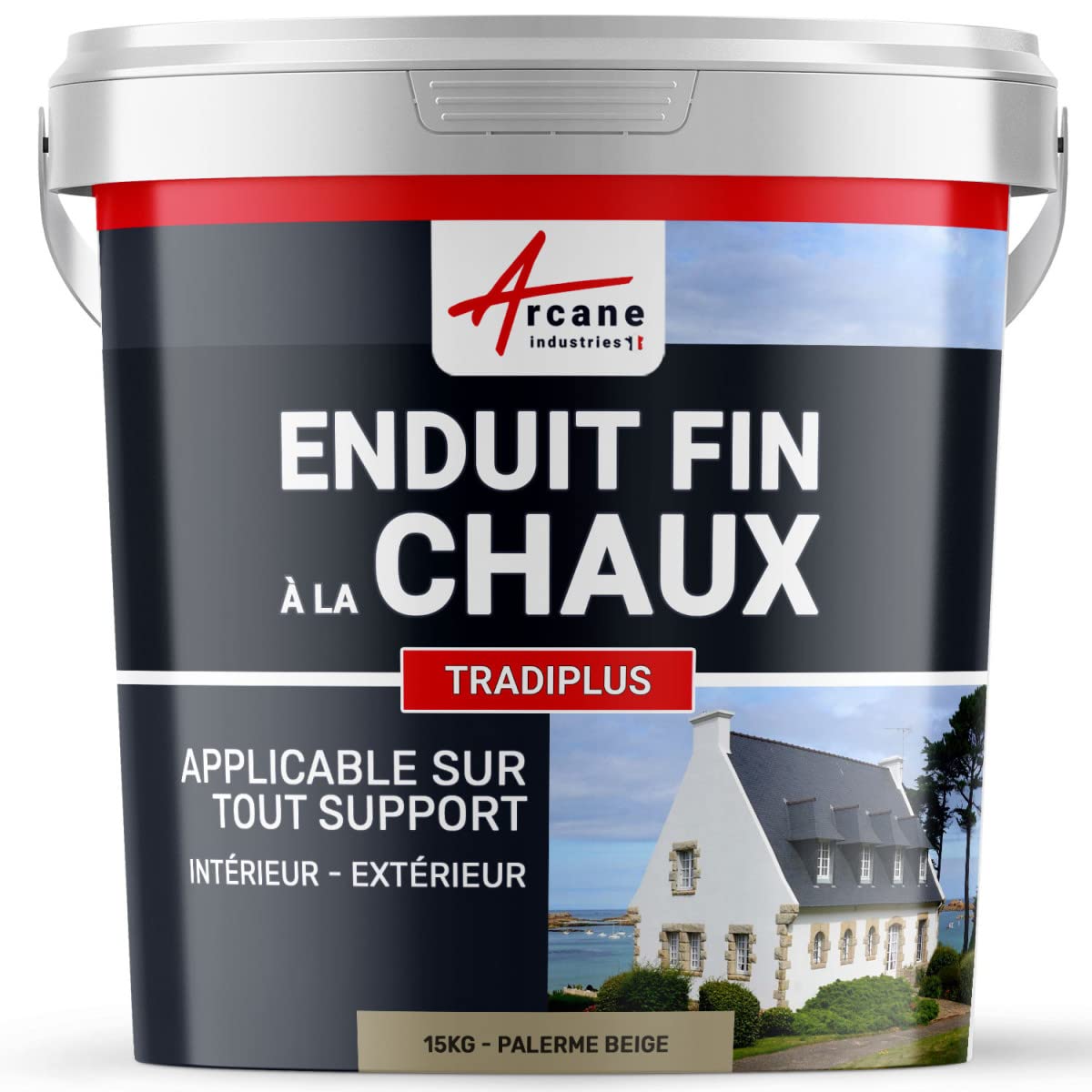 ARCANE INDUSTRIES Enduit fin à la chaux Tradiplus - 15 kg (jusqu'à 14 m²) Palerme - Beige