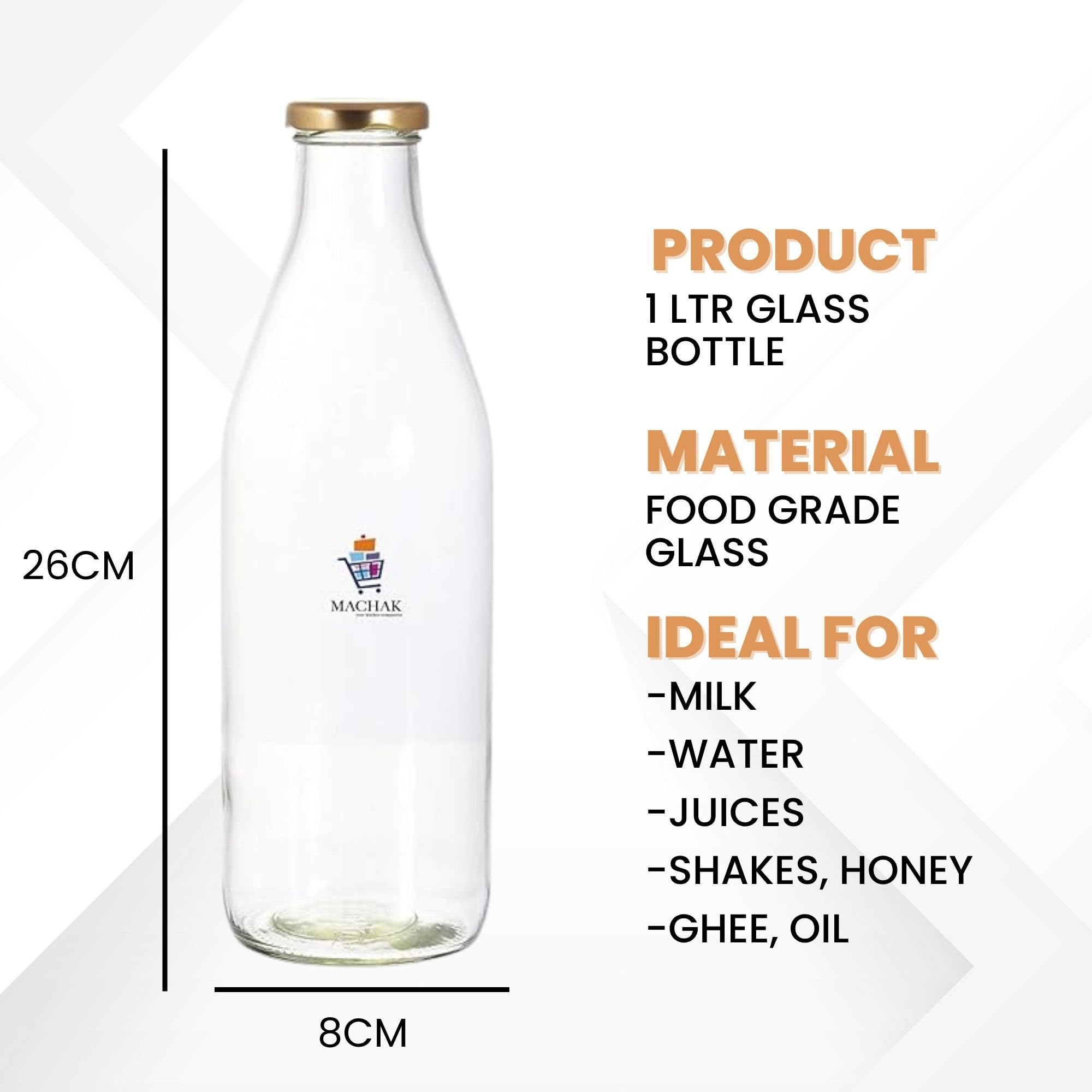 Glass Water Bottle - 500ml - Reusable & Airtight -2 Glass Water Bottle - 500ml - Reusable & Airtight -2