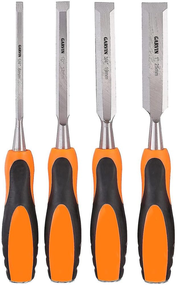 GARVIN Tools Bevelled Edge Wood Chisel, Ergonomic Handle, Quality Rivet, Resistant to Heat and Durable Chrome Vanadium Steel Woodwork Wood Carving Chisel Set (6, 13, 19, 25mm Blade) -4 Pieces (B0CVX7CVV2) Amazon Price History, Amazon Price Tracker