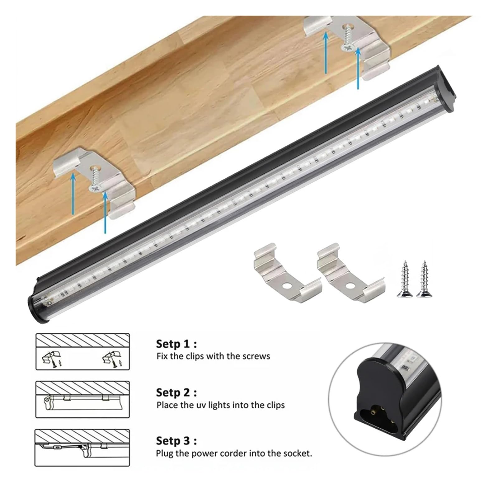 Lampa utwardzająca UV, Lampa UV USB T5 T8 Tube 6W 8W Lampa ultrafioletowa Bar do fluorescencyjnego oświetlenia imprezowego, dyskotekowego, scenicznego, taśma UV do szafki(T8)