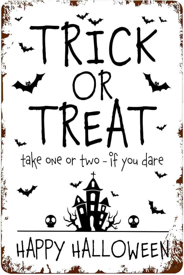 Homeoanimal Trick Or Treat Sign Halloween Candy Please Take One Social Distance Help Yourself Porch Door Candy Station Metal Signs Metal Tin Signage The Gift For Friends Family Entertainment Sign 12X16 Inch