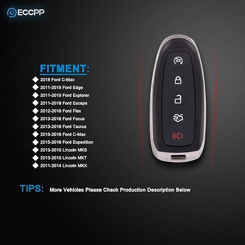 Miniatura 2 de ECCPP Funda de repuesto para llavero compatible con Ford 2011-2018 para Escape, 2012-2016 para Ford para Flex M3N5WY8609 (paquete de 1) control