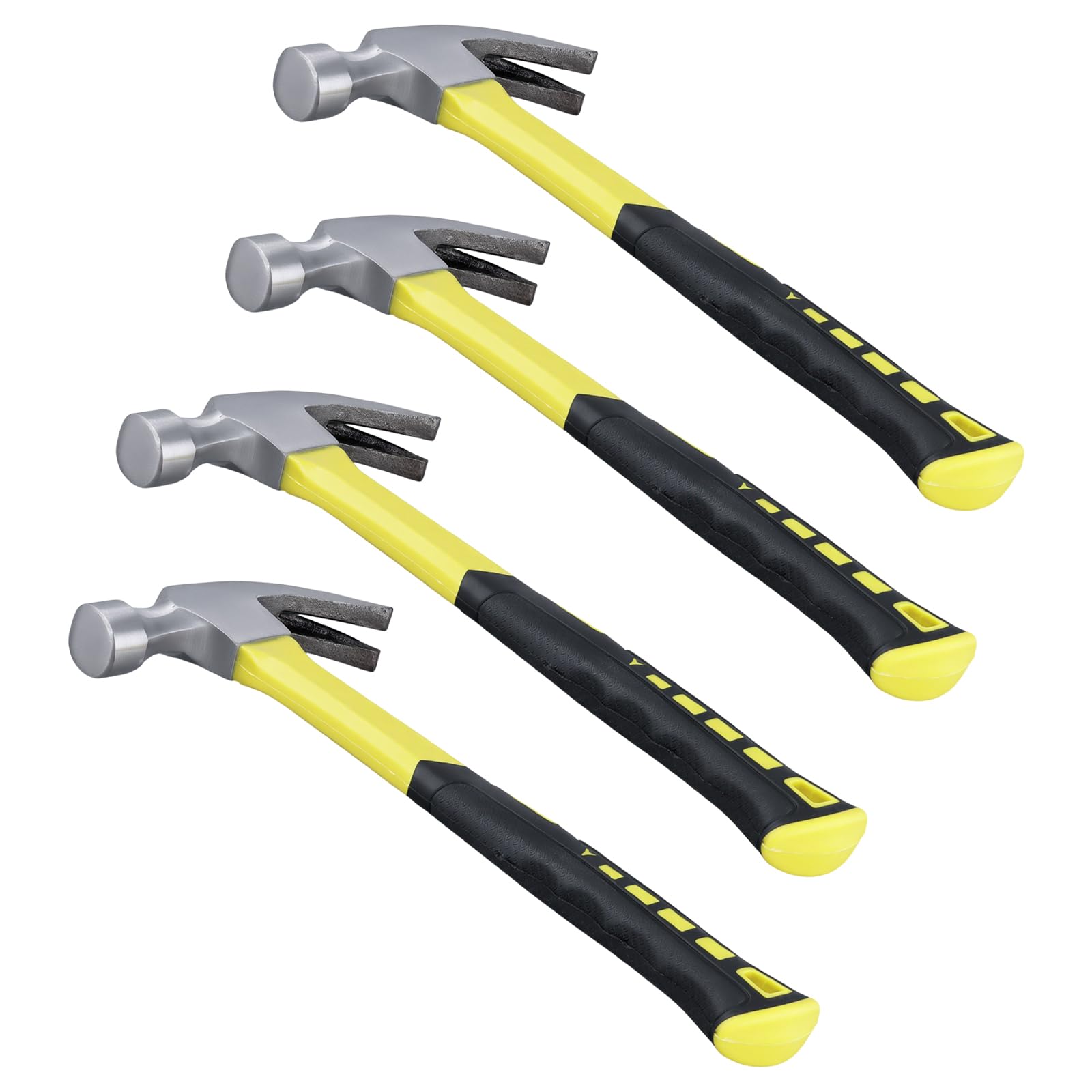 LEXININ 4 PCS 16oz Claw Hammer, Total Weight 610g Hammer with Comfortable Grip for Carpenters Electricians
