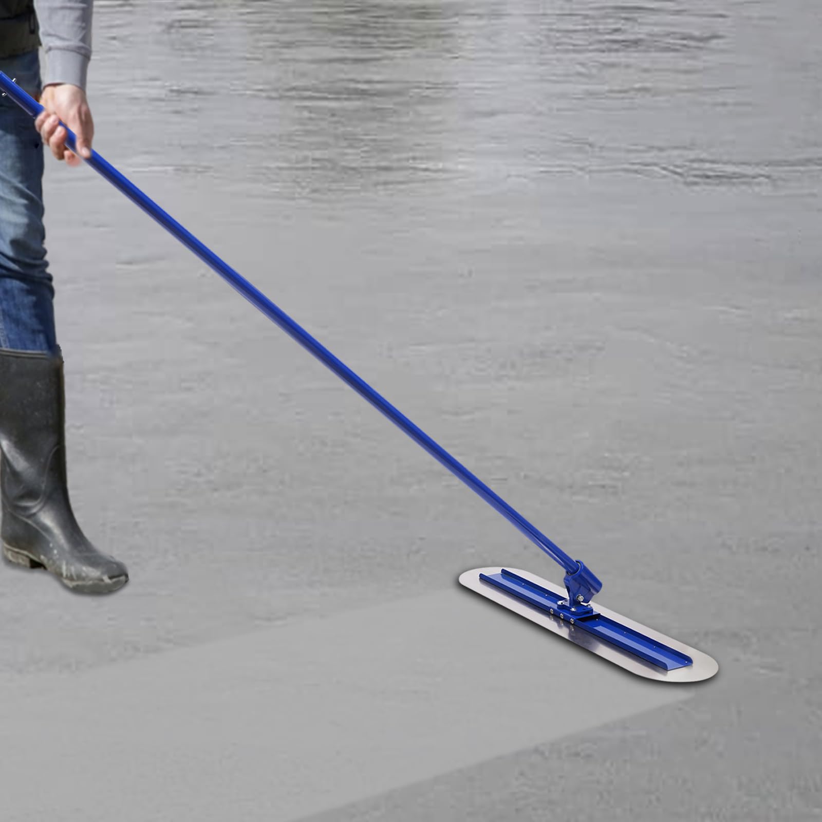 Paleta de alisado de acero inoxidable de 120 x 30 cm para alisar suelos de hormigón y cemento en obras de construcción, carreteras, etc. Utiliza mango extendido sin esfuerzo y cómodo