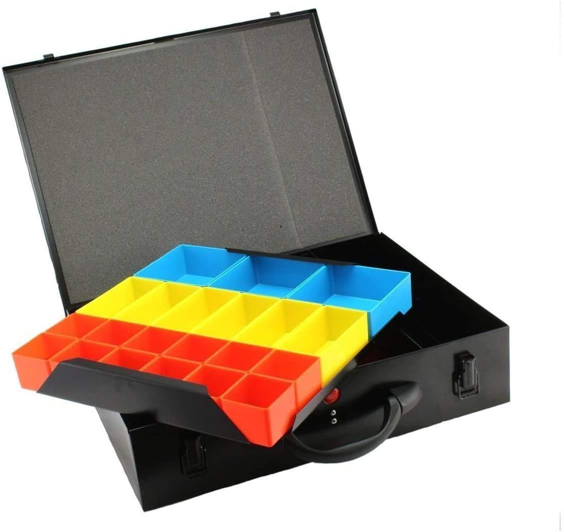 DJM Direct Metal Storage Screw Fixing Organiser Tool Compartment Box Case Black (Large Double (440 x 330 x 95mm))