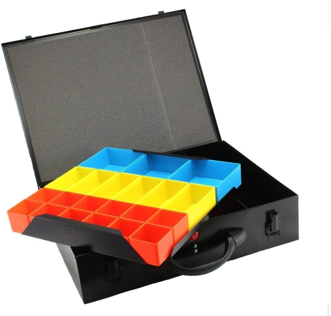 DJM Direct Metal Storage Screw Fixing Organiser Tool Compartment Box Case Black (Large Double (440 x 330 x 95mm))