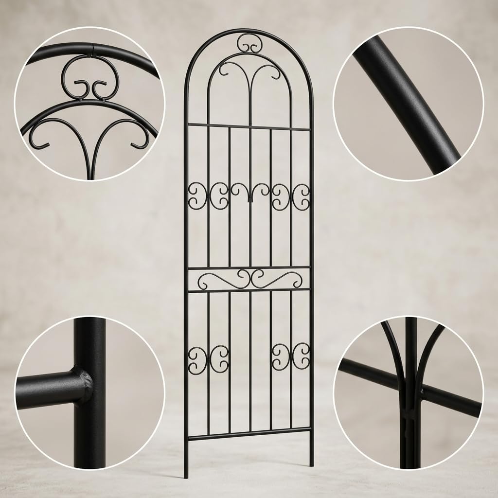 Traliccio da Giardino Arco in Metallo, Sezioni Preassemblate, Struttura per Fiori, Terrazze Panoramiche, Per Proprietari Giardino, Nero, 200 cm Altezza 50 cm Larghezza