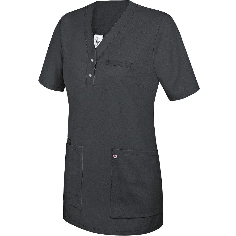 BP 1740-435-56-XS Tunique pour femme, manches 1/2, col en V avec fine bande à bouton-pression, mélange de tissu 180 g/m², anthracite, taille XS