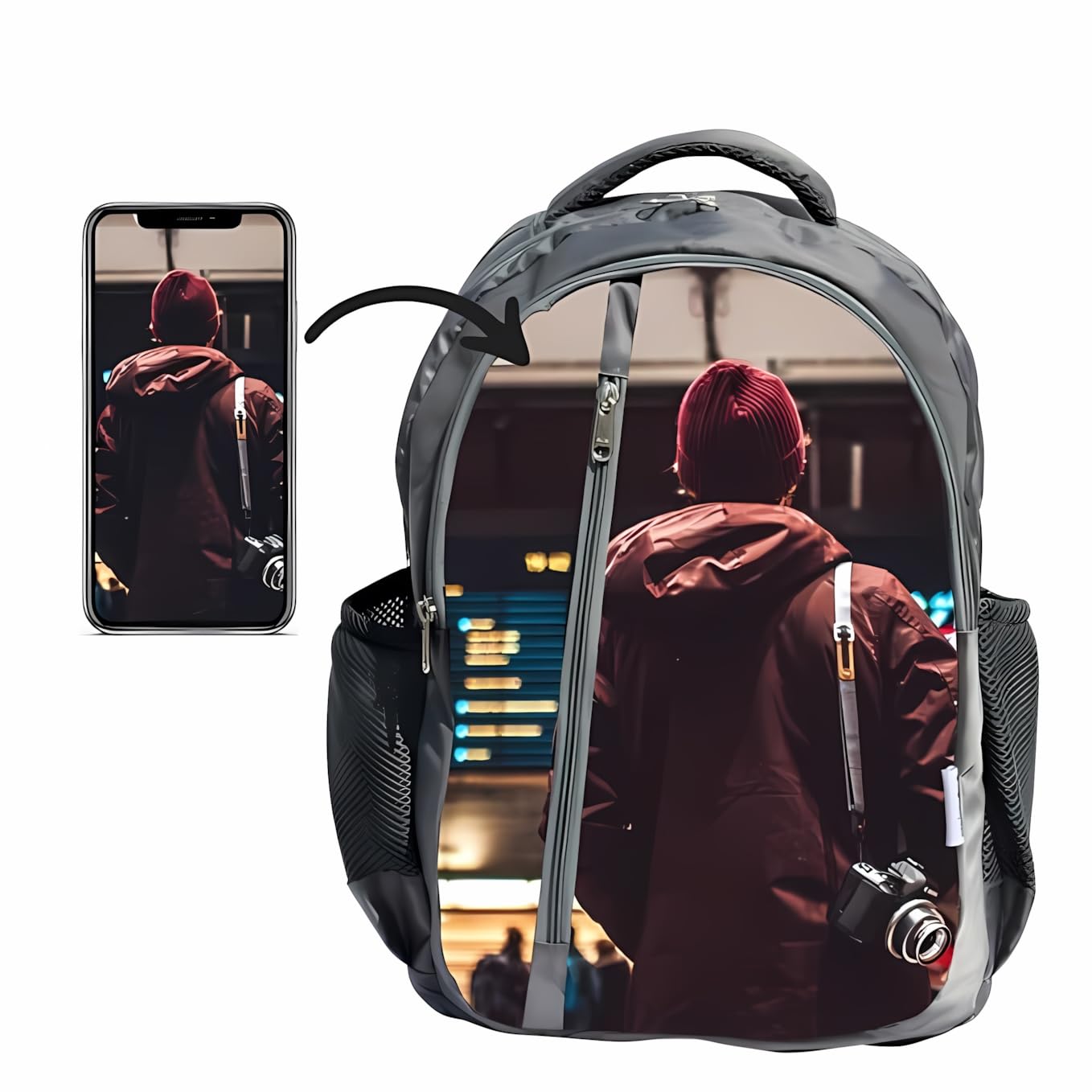 30L Printed Personalised Backpack, Customized Personalized Bag for School, College, Sports Men, Women Outdoor Travel Lightweight - Gray-image-17