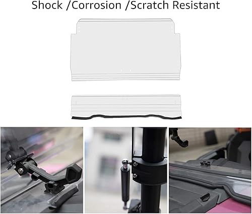 Miniatura 6 de A & UTV PRO Parabrisas plegable ajustable 3 en 1 resistente a los arañazos, parabrisas plegable resistente, tiene tres ajustes, compatible con