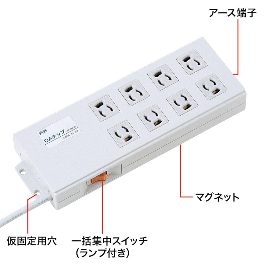 Amazon.co.jp: サンワサプライ 抜け止めタップ TAP-3803N