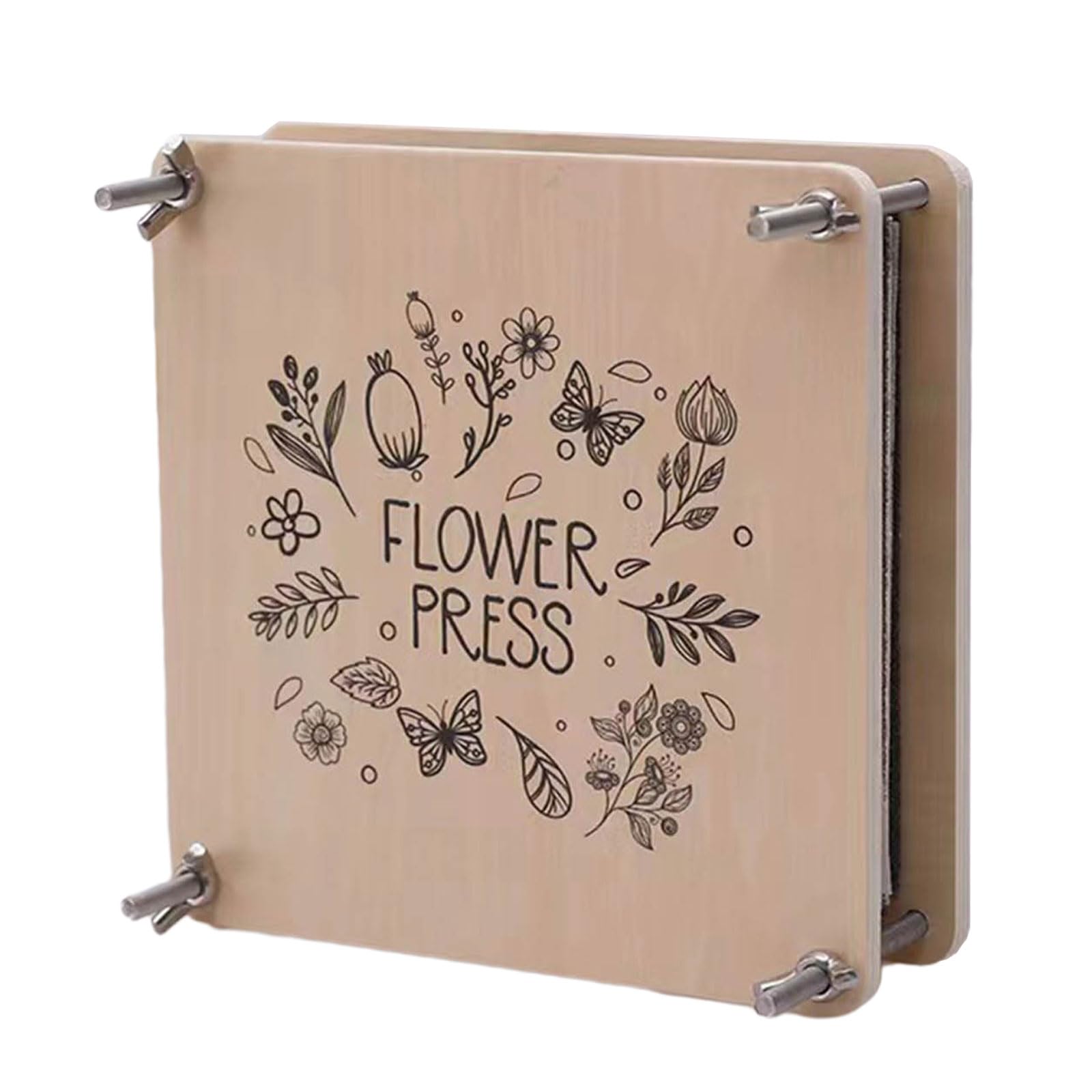 BOGEEL Pressa per fiori in legno per adulti e bambini, kit di stampa per fiori piccoli, stampa per foglie e piante, 18 x 18 cm