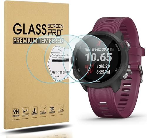 Diruite Paquete de 3 protectores de pantalla de vidrio templado para Garmin Forerunner 245/245, dureza 2.5D 9H [antiarañazos]