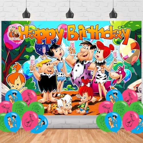 7x5ft Happy Birthday Backdrop African American Pebbles Backdrop Balloon Cartoon Background Party Decoration Banner