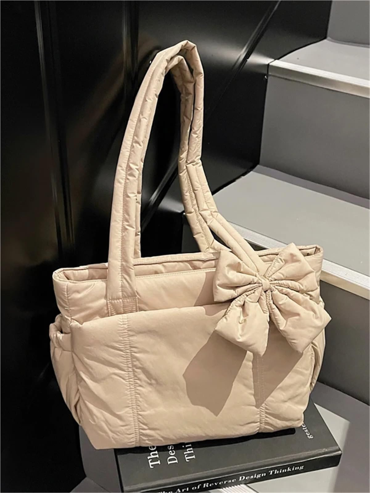 Quilted Travel Bag Borsa a tracolla singola con nodo dolce Preppy