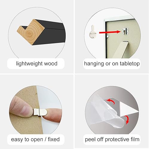 Miniatura 3 de Juego de 2 marcos de fotos negros de 5 x 5, marco cuadrado de madera maciza para montaje en mesa o pared