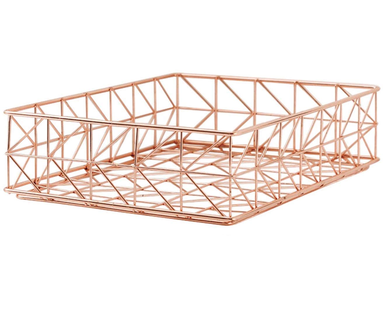 Rose Gold Rectangle Magazine Holder Desk Organizer for Office (33x24x8 cm)-picture-22
