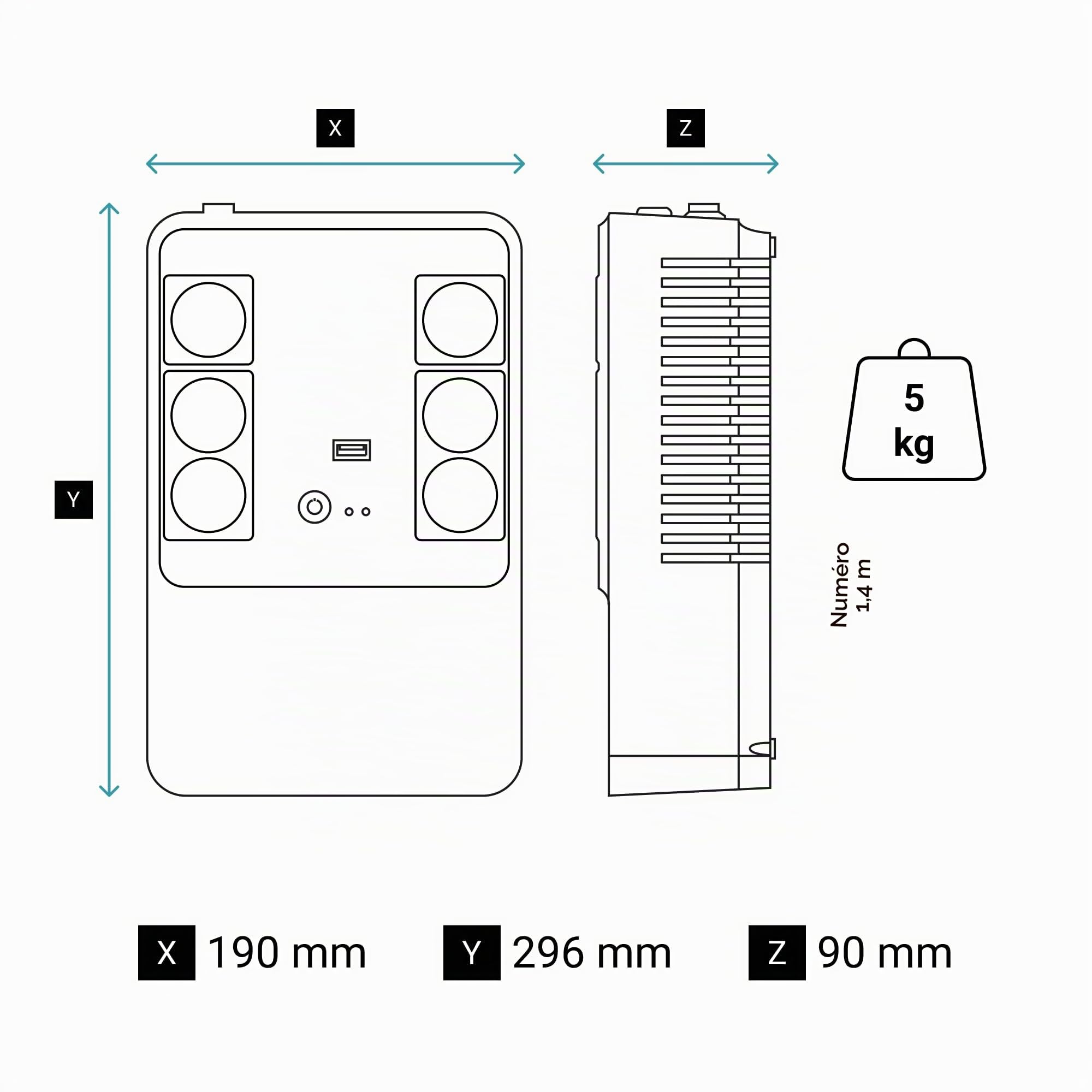 Legrand Onduleur Keor multiplug - 6 Prises 2P+T + disjoncteur - 600VA 360W - 15 Minutes