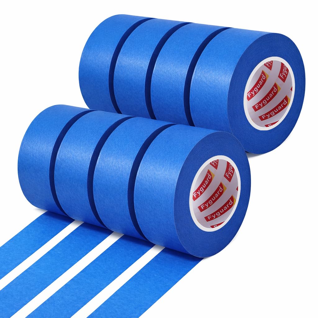 Fyguard 8 Rollen Kreppband, 24mm x 50m Abklebeband Blau Papierklebeband Maler Klebeband UV-Beständig für Kantenbearbeitung Farbtrennung Renovierungen Basteln