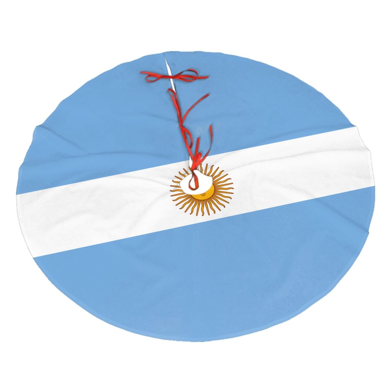 Argentine Flag Printed Christmas Tree Skirt Christmas Plush Tree Skirt 36 inches (about91 cm) ChristmasIndoor and Outdoor