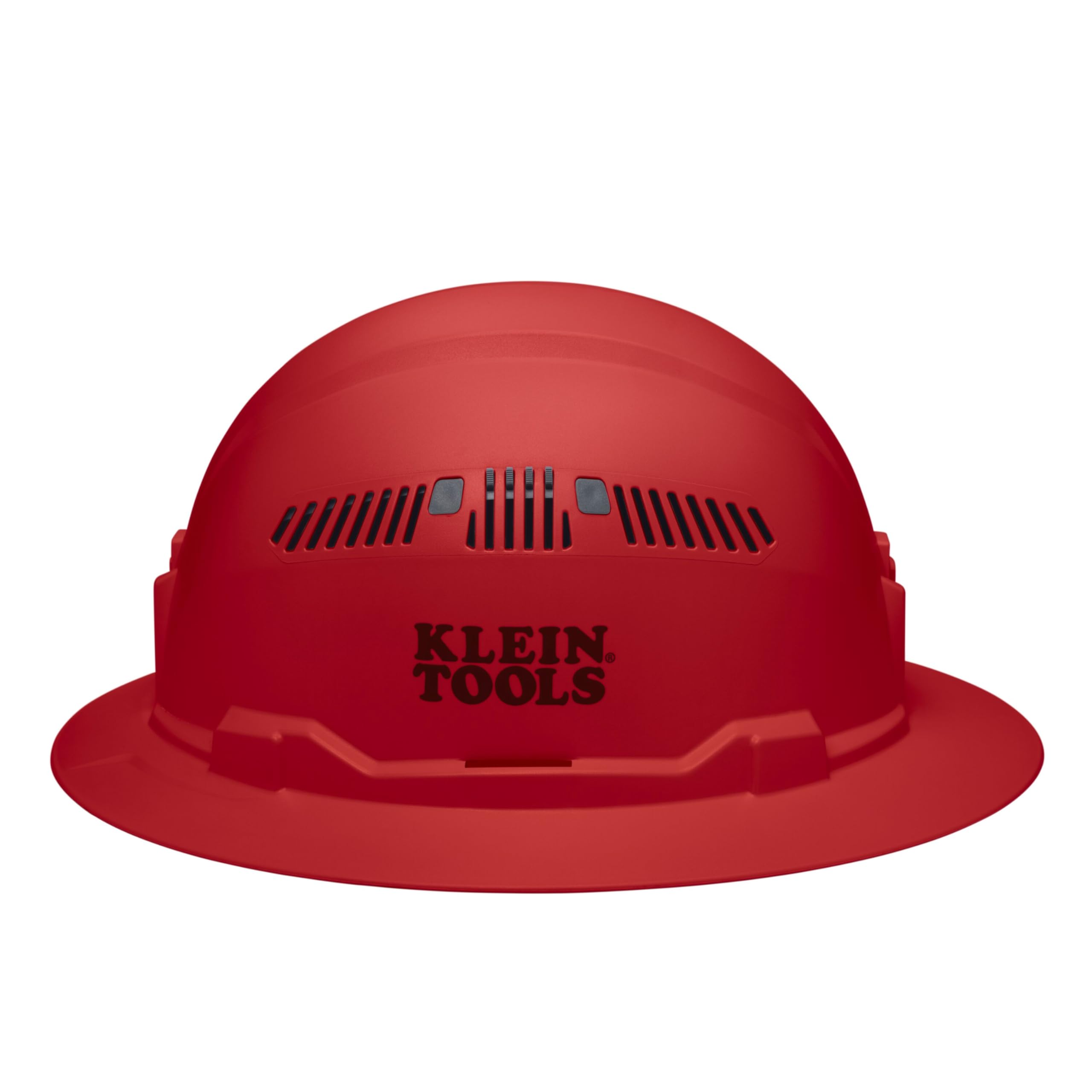 Klein Tools 60921 Casco duro, ventilado, estilo de ala completa, acolchado, banda de sudor resistente al olor, color rojo